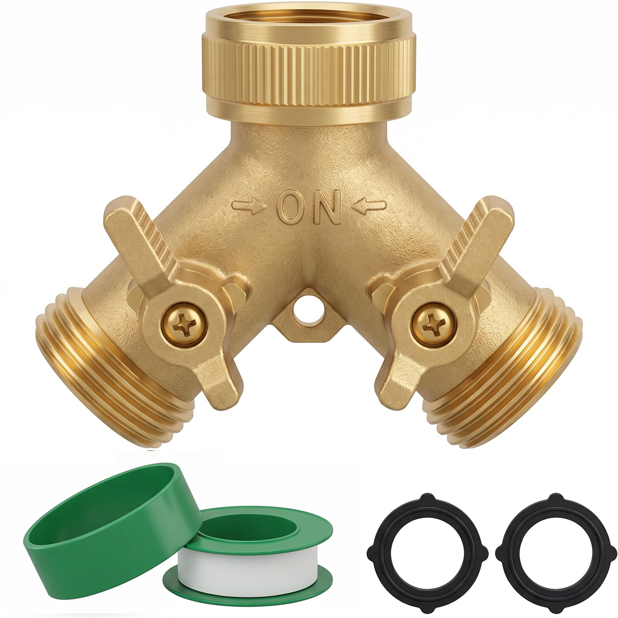 Brass garden hose splitter